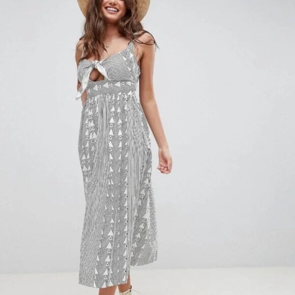 NWT! ASOS Geometric Print Midi Dress with Front Cutout - Picture 1 of 8